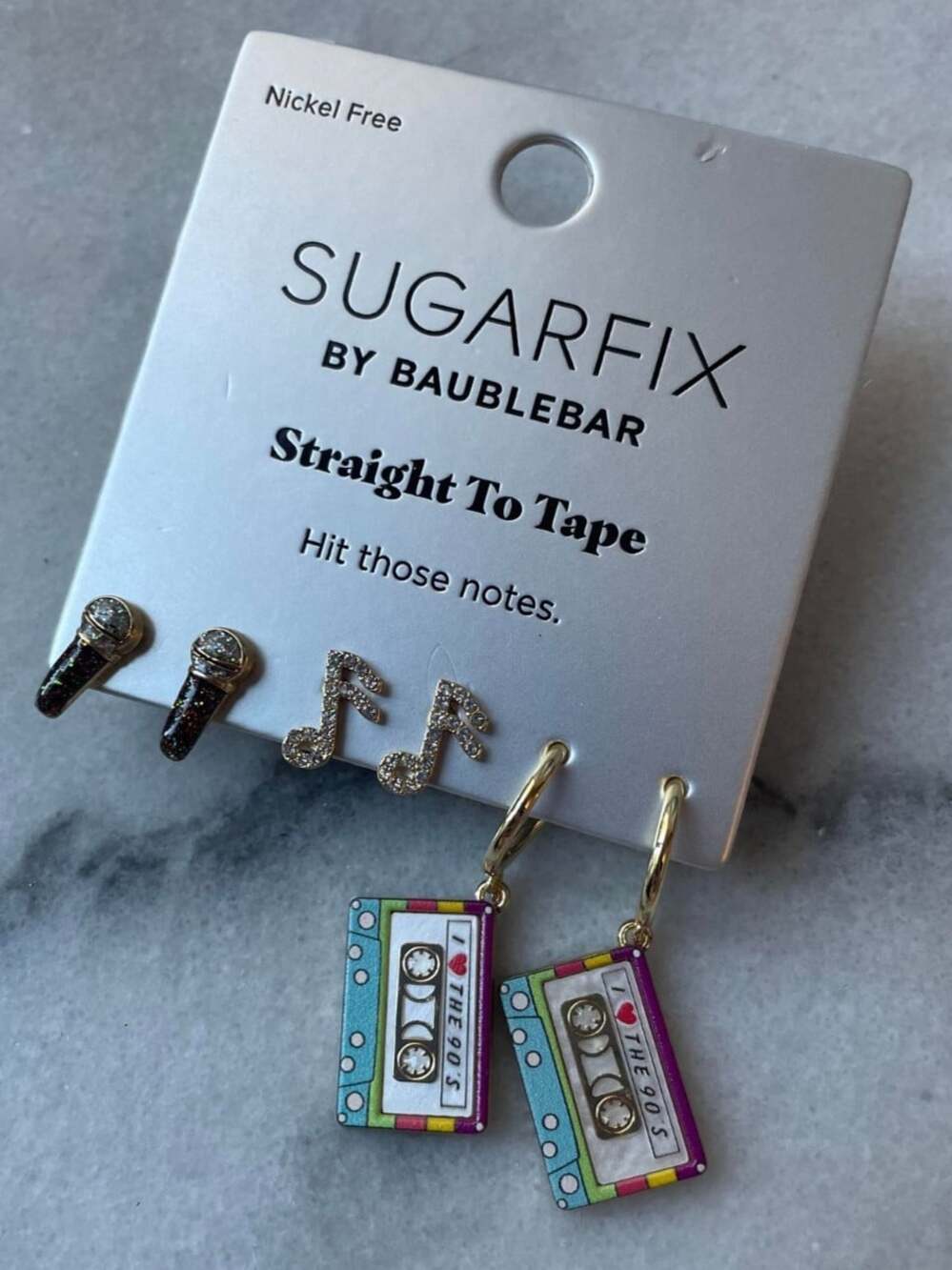 Sugarfix BaubleBar Straight to Tape Earring Pack Music Tapes Microphones Notes